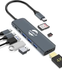 USB C ハブ アダプタ 8-in-1 ドッキングステーション USB ハブ Type-C 変換アダプタ 【 3つのUSB 3.0 / 4K HDMI出力 / PD 100W 急速充電 / Micro SD & SDカード スロット搭載