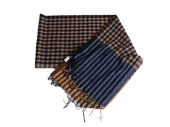 新品 ♪ ★ コムサイズム  COMME CA ISM  マフラー  ウール 100%  チェック  ブラウン ネイビー  ストール   男女兼用   紺 茶 ★ 19807
