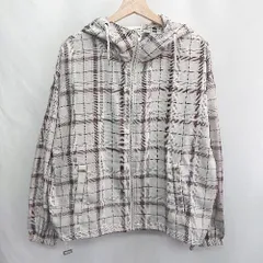 ◇ ⊂ SHOO・LA・RUE シューラルー チェック柄 長袖 ブルゾン サイズL ブラウン グレー レディース E  【1412260016353】のサムネイル