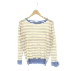 ランバンオンブルー LANVIN en Bleu ボーダーニット セーター 長袖 38 オフホワイト ライトブルー ライトグレー /DO ■OSのサムネイル