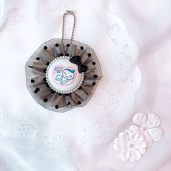 ハンドメイド　両面マタニティマーク　チュールロゼット　ブラックxグレージュ　完成品