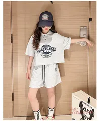 子供服 セットアップ 女の子 半袖 夏 2点セット 新品 可愛い 小学生 子供ジャージ 120 韓国子供服 通学着 ヒップホップ 150 140 キッズ 130 おしゃれ   xzdszpn