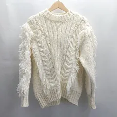 ◇ ⊇ AZUL BY MOUSSY アズールバイマウジー ローゲージ フリンジ 長袖 ニット サイズM アイボリー系 レディース E  【1503060039915】