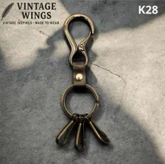 ウォレットチェーン カラビナ アメカジ キーリング 牛革 ストリート K28