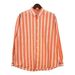 90年代 RALPH LAUREN ラルフローレン ボタンダウン 長袖シャツ ストライプ オレンジ (メンズ XL) 中古 古着 R8972