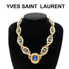 【美品】　YVES SAINT LAURENT  イヴサンローラン　YSL　カラーストーン　ネックレス　ヴィンテージ　ゴールド　ブルー　9石　現状品