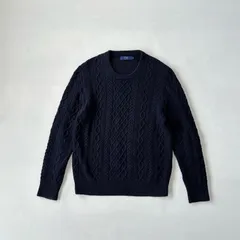 ジェイクルー　ケーブルニット　コットン　J CREW Cable knit cotton navy Lsize　T1117 C5