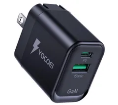 【PD33W】2ポート 急速充電器 (USB-C & A) GaN 折り畳み式