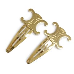 セリーヌ トリオンフ スナップ クリップ ピン ヘアアクセサリー 2つセット ブラス スチール ゴールド 46Z656BSL CELINE（美品）