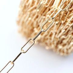 真鍮製 14KGF 金アレ対応 ボックス チェーン アクセサリーチェーン ハンドメイド アクセサリー パーツ  10×4mm 切り売り 25cm