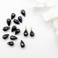 ＊2個＊ 天然石 パーツ ブラックスピネル チャーム 金色 ピアス ペンダント アクセサリー作り te106