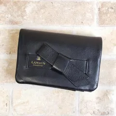 ランバンコレクション ☆ レザー 二折財布 ボックス型小銭室 ブラック リボン