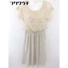 ◇ w closet ダブルクローゼット 切替 花柄 レース ウエストゴム 半袖 膝下丈 ワンピース サイズF ベージュ レディース  【中古】 【1110270010438】のサムネイル