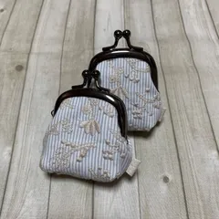 【field of flower・ストライプ】がま口ポーチ S