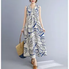 ワンピース マキシワンピース リゾートワンピ ノーカラー ノースリーブ ハワイアン 夏 ロングワンピース マキシワンピ