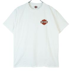 00sハーレーダビッドソンHarley DavidsonヘインズHANES半袖Tシャツ両面プリント白ホワイトBIKEバイクバイカーモーターサイクルvintageヴィンテージ40206