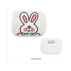 【新品】スイマー  ポケットティッシュケース 小銭入れ 小物ポーチ ポーチ 袋 ミニティッシュポーチ うさぎ  キャラクター かわいい   ホワイト 白