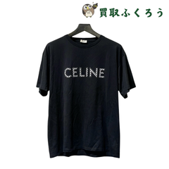 セリーヌ　CELINE　スタッズ　ロゴ　半袖　Tシャツ　ブラック / 黒　サイズXL