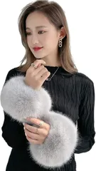 FUPUTWO アームウォーマー レディース フェイクファー ふわふわ 手首カフス( グレー,  Free Size)