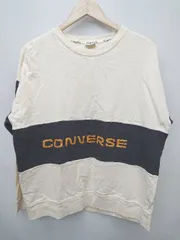 ◇ converse コンバース ロゴ スウェット 薄手 長袖 トレーナー サイズL クリーム ネイビー レディース P  【1406110025329】