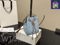 【今日特価】Celine セリーヌ バケットバッグ デニム ヴィンテージプリント（14×19cm）
