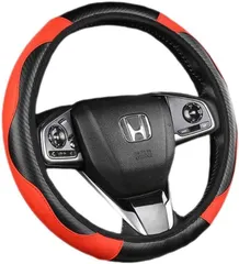 SES H.I.S （エスイーエス エイチ.アイ.エス） ハンドルカバー 車 滑り止め ステアリング アクセサリー ドライブ グリップ くるま カーボン 軽自動車 赤(レッド)