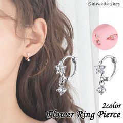 フープピアス ピアス フープ フラワー 小ぶり 小さいピアス 金属アレルギー