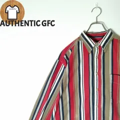 AUTHENTIC GFC 長袖  ストライプシャツ XL LL  A689 デザイン古着 おしゃれ ボタンダウン BD マルチカラー 大きめ 大きい 縦縞 ロングスリーブ アメカジ  胸ポケット 古着 メンズ 普段着  重ね着 プライベート 旅行 日常使い