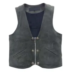 CHROME HEARTS クロムハーツ（原本無） ベスト 6B FRNT ZIP バックCH フレア ダガージップ ヌバックレザー ベスト グレー系 S【中古】のサムネイル