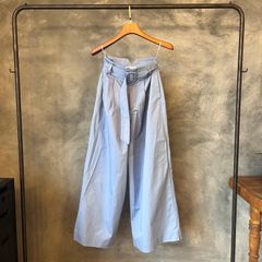 ZARA ベルテッドワイドパンツ ブルー ザラ XSサイズ