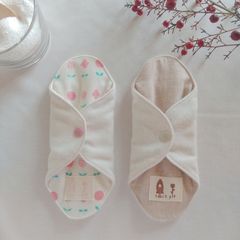 【布ナプキン】無添加コットンフランネル ピンクの花柄とピンクベージュ無地 18cm 6層仕立て 2枚セット