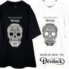 DEVILOCK デビロック「MEXICAN SKULL TEE」半袖Tシャツ オーバーサイズ 黒白 ブラック ホワイト スカル ドクロ ビッグT 大きい 2L 3L 4L メンズレディース パンク ロック PUNK ROCK バンド ステージ衣装 Rogia