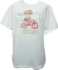 水森亜土 アドちゃん Ｔシャツ 「ジテンシャ」 AD-8743　WH白