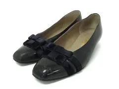 YVESSAINTLAURENT イヴサンローラン  レザー リボン ヒール パンプス サイズ36(約23.0cm) 靴 シューズ レディース ブラック系 DF3539