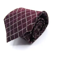 タカキュー ブランドネクタイ チェック柄 格子柄 シルク メンズ ワインレッド TAKA Q 【中古】