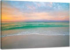 【クーポン有】アートパネル 海 ポスター 青空 白雲 海浜 海景 太陽 絵画 風景画 壁掛け 木枠付きの完成品 (30x40cm)