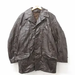 L/古着 長袖 レザー ジャケット メンズ 80s こげ茶 ブラウン 内側ボア 25feb20 中古 アウター 革ジャン 皮ジャン