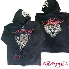 未使用エドハーディーパーカーXS Ed Hardy エドハーディー ed hardy ジップ パーカー 長袖 十字架
