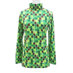 ユニクロ UNIQLO マルニ MARNI コラボ ヒートテック 長袖 Tシャツ L 緑系 グリーン 総柄 タートルネック ストレッチ