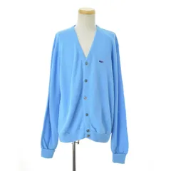 【IZODLACOSTE】70s イレギュラー 糸巻きタグ 青ワニ アクリルニット長袖カーディガン