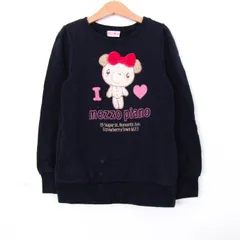 メゾピアノ スウェット トレーナー トップス アニマル柄 キッズ 女の子用 140サイズ ネイビー Mezzo Piano 【中古】