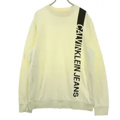 Calvin klein Jeans カルバンクラインジーンズ ロゴプリント 長袖 トレーナー M アイボリー メンズ 古着