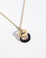 bicolor ring charm rope chain vintage necklace バイカラー ダブル リング チャーム ロープ スクリュー チェーン ヴィンテージ ネックレス