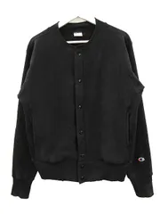 チャンピオン CHAMPION 赤単色タグ 復刻 リバースウィーブ スナップスウェット シャツ USA製 カーディガン ブラック L