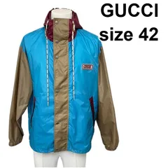 ●◆ グッチ GUCCI ナイロンパーカー フーデッド マウンテン ロゴ 水色 ベージュ ワインレッド 42 M メンズ S5W274のサムネイル