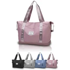 hichago ボストンバッグ 旅行バッグ 3WAY ２段拡張 撥水 大容量 軽量 キャリーオンバッグ メンズ レディース 修学旅行 アウトドア 機内持ち込み １泊 ２泊 (ピンク, 2段階拡張) 0