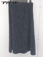 ◇ NATURAL BEAUTY BASIC 花柄 ジップアップ 膝下丈 フレア スカート サイズ S ネイビー ベージュ レディース  【1109280001277】
