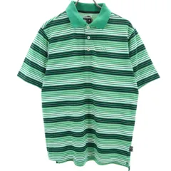 アディダス ボーダー ゴルフ 半袖 ポロシャツ M グリーン系 adidas メンズ 古着 【240515】