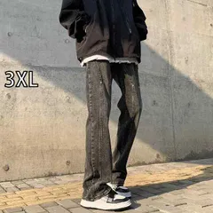 [3XL]メンズ ファッション 服 男性用 オシャレ シンプル 大人 かっこいい 大きいサイズ ストリート 紳士服 アメリカン スタイル パンツ ハイ ストリート ファッション ウォッシュド レトロ ジーンズ スリム フレア ストレート