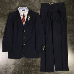 【VINTAGE】BRITISH STYLE 英国ブランド Paul Smith ポールスミス 極上ウール 5点セット セレモニー シングルスーツ セットアップ 上下 ネイビー系 Lサイズ 成人式 卒業式 結婚式（ユーロピンズ＆シャツ＆ネクタイ）No.81